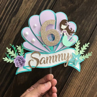 Mermaid 1st birthday banner, mermaid cake topper, mermaid decorations, under the sea cake decorations, mermaid first birthday, Customize it-1