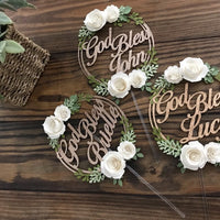 God Bless Cake Topper, boy baptism, girl baptism, Floral Baptism Cake Topper, First Holy Communion, first communion