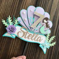 Mermaid 1st birthday banner, mermaid cake topper, mermaid decorations, under the sea cake decorations, mermaid first birthday, Customize it