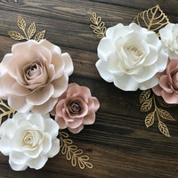 Set of 6 paper flowers, nursery paper flowers, Nursery wall decor, paper flower decor, girls room wall decor