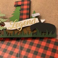 Lumberjack cake topper, black bear topper, buffalo plaid cake topper, lumberjack topper