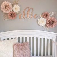 Set of 6 paper flowers, nursery paper flowers, Nursery wall decor, paper flower decor, girls room wall decor