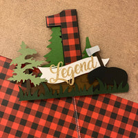 Lumberjack cake topper, black bear topper, buffalo plaid cake topper, lumberjack topper