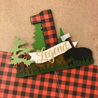 Lumberjack cake topper, black bear topper, buffalo plaid cake topper, lumberjack topper