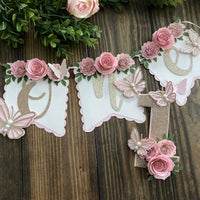 Butterfly theme banner, butterfly floral banner, 1st birthday butterfly theme, butterfly cake topper, butterfly decor-5