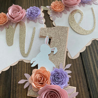 Bunny one high chair banner, Bunny floral banner, 1st birthday Bunny theme, Some bunny is one