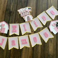 Farm cake topper, cow cake topper, cow 2nd birthday, pink barnyard theme, farm birthday banner, farm theme
