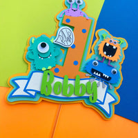 Monsters theme cake topper, monsters party, monster cake topper