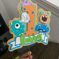 Monsters theme cake topper, monsters party, monster cake topper