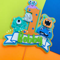 Monsters theme cake topper, monsters party, monster cake topper