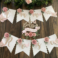 Christening cake topper, Baptism cake topper, god bless cake topper, floral party, god bless banner, first communion banner