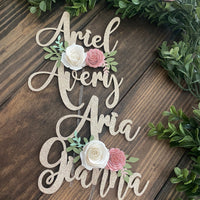 Name cake topper, Floral cake topper, flowers cake topper, floral party, birthday cake topper, 1st birthday floral cake topper-1