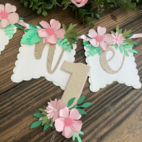 One high chair banner, tropical high chair banner, tropical theme birthday decor, smash cake banner, smash cake photo prop, luau first birth