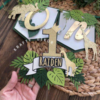 Jungle Safari cake topper, safari 1st birthday, safari gold cake topper, wild one cake topper, jungle theme topper, safari birthday decor