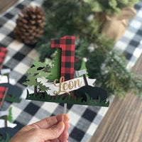 Lumberjack cake topper, black bear topper, buffalo plaid cake topper, lumberjack topper