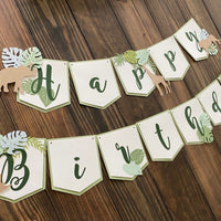 Jungle Safari Happy birthday banner, safari 1st birthday, Wild One banner, safari birthday decorations