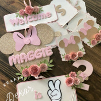 Door sign, banner, floral party decor, floral decor, party package
