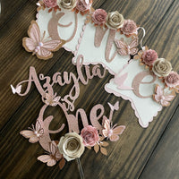 Butterfly theme banner, butterfly floral banner, 1st birthday butterfly theme, butterfly cake topper, butterfly decor-11