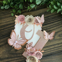 Butterfly theme banner, butterfly floral banner, 1st birthday butterfly theme, butterfly cake topper, butterfly decor-11