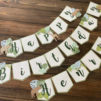 Jungle Safari Happy birthday banner, safari 1st birthday, Wild One banner, safari birthday decorations