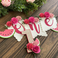 One in a melon cake topper, Watermelon High Chair Banner, one in a melon party, Watermelon Party Decorations-2