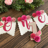 One in a melon cake topper, Watermelon High Chair Banner, one in a melon party, Watermelon Party Decorations-2