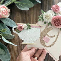 Tea party banner, Floral tea party high chair banner