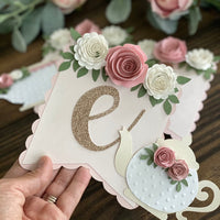 Tea party banner, Floral tea party high chair banner