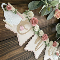 Tea party banner, Floral tea party high chair banner