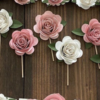 Floral cupcake topper,  Boho Cupcake Toppers, Rose Cupcake Toppers, Baby Shower Cupcake Toppers, First birthday toppers