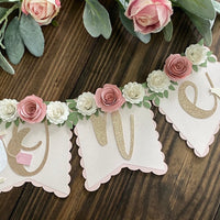 Tea party banner, Floral tea party high chair banner