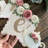 Tea party banner, Floral tea party high chair banner