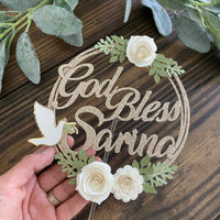 God Bless Cake Topper, boy baptism, girl baptism, Floral Baptism Cake Topper, First Holy Communion, first communion