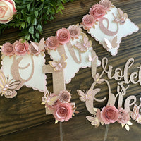 Butterfly theme party package, butterfly floral banner, 1st birthday butterfly theme, butterfly cake topper, butterfly decor