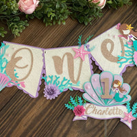 Mermaid 1st birthday banner, mermaid cake topper, mermaid one banner, under the sea banner, mermaid first birthday, Customize it