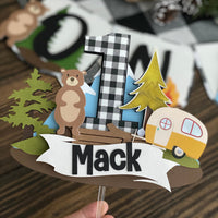 One Happy Camper cake topper, little camper cake topper, camping theme birthday, one happy camper decor