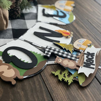 One Happy Camper high chair banner, little camper banner, camping theme birthday, one happy camper banner