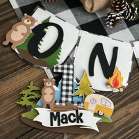 One Happy Camper high chair banner, little camper banner, camping theme birthday, one happy camper banner
