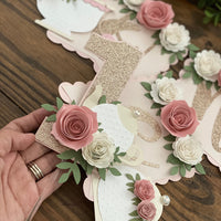 Tea party banner, Floral tea party high chair banner