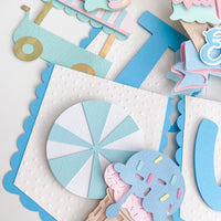 Ice cream  Birthday, ice cream high chair banner, two sweet cake topper, candy land party, candy land birthday, candy theme party, ice cream