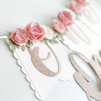 One high chair banner, floral high chair banner, boho theme birthday decor, smash cake banner, smash cake photo prop, floral birthday banner