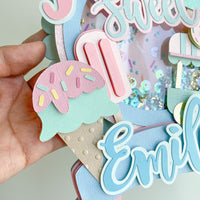 Ice cream  Birthday, ice cream high chair banner, two sweet cake topper, candy land party, candy land birthday, candy theme party, ice cream