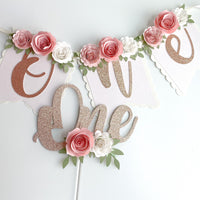 One high chair banner, floral high chair banner, boho theme birthday decor, smash cake banner, smash cake photo prop, floral birthday banner