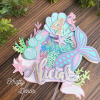 Mermaid cake topper, Under the sea cake topper, Shaker cake topper, mermaid shaker topper, Mermaid birthday