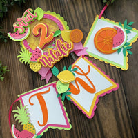 Twotti frutti banner, Twotti frutti party decor, Twotti frutti party, Twotti frutti cake topper,two year old party-1