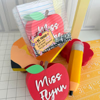 Personalized Apple Pencil Holder | Custom Teacher Desk Organizer & Teacher Gift