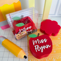 Personalized Apple Pencil Holder | Custom Teacher Desk Organizer & Teacher Gift