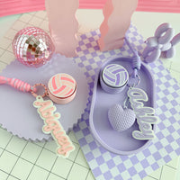 Personalized Volleyball Clicker & Name Bag Charm