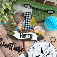 One Happy Camper cake topper