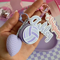 Personalized Volleyball Clicker & Name Bag Charm